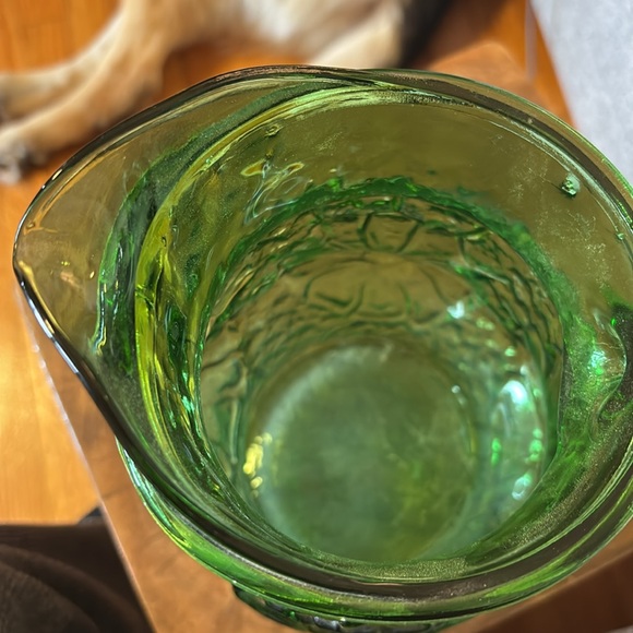 Vintage Green Rainflower Pitcher Anchor Hocking EUC - Picture 4 of 8